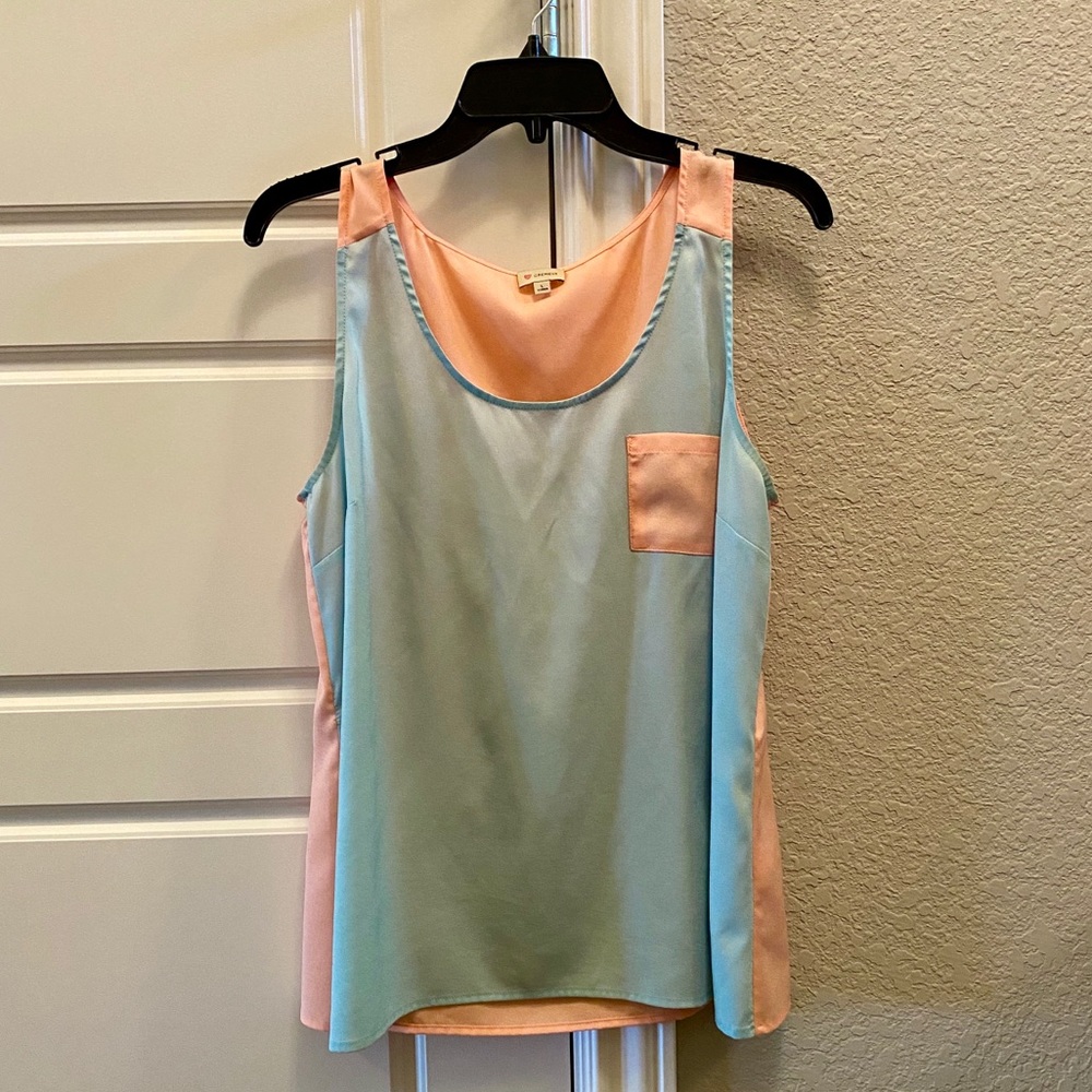 Cremieux Peach and Mint Tank Top